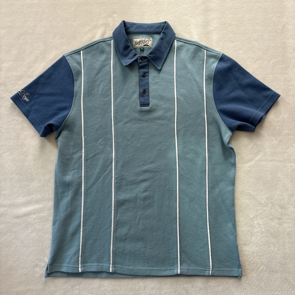 Bogey Boys Blue and White Striped Polo Golf Shirt XL